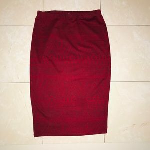 Red tribal pencil skirt
